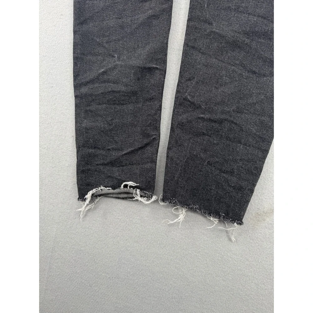 Levis Wedgie Skinny High Rise Black Jeans Raw Hem Button Fly Womens 27 (27x26)